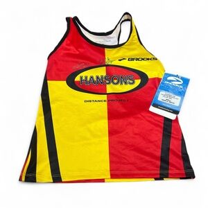 SIGNED Brooks Women S Color‎ Block Hansons Olympic DP Built In Bra Running Tank